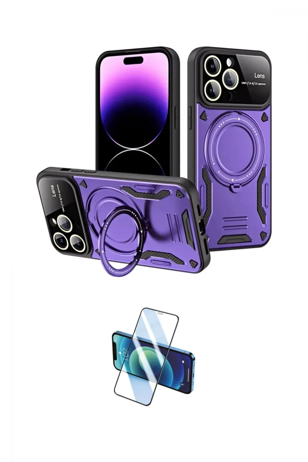 ieg™ iPhone 16 Pro Max Kılıf Kıvılcım Modern Serisi - Siyah 3D Antistatik Cam Ekran Koruyucu