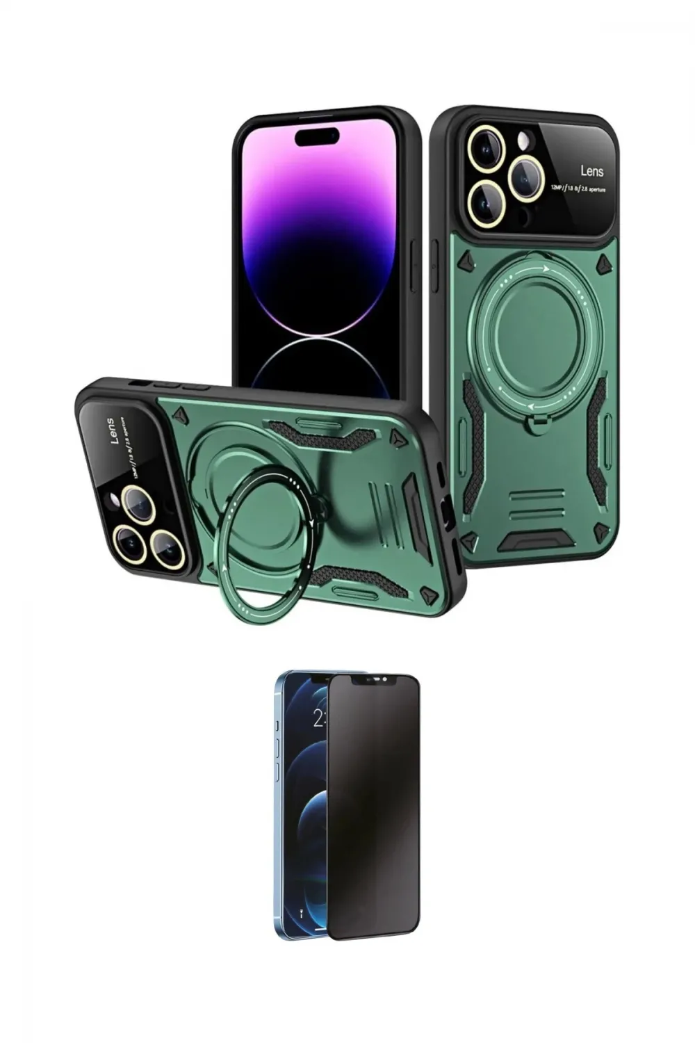 ieg™ iPhone 16 Pro Max Kılıf Kıvılcım Modern Serisi - Siyah 3D Antistatik Hayalet Cam Ekran Koruyucu