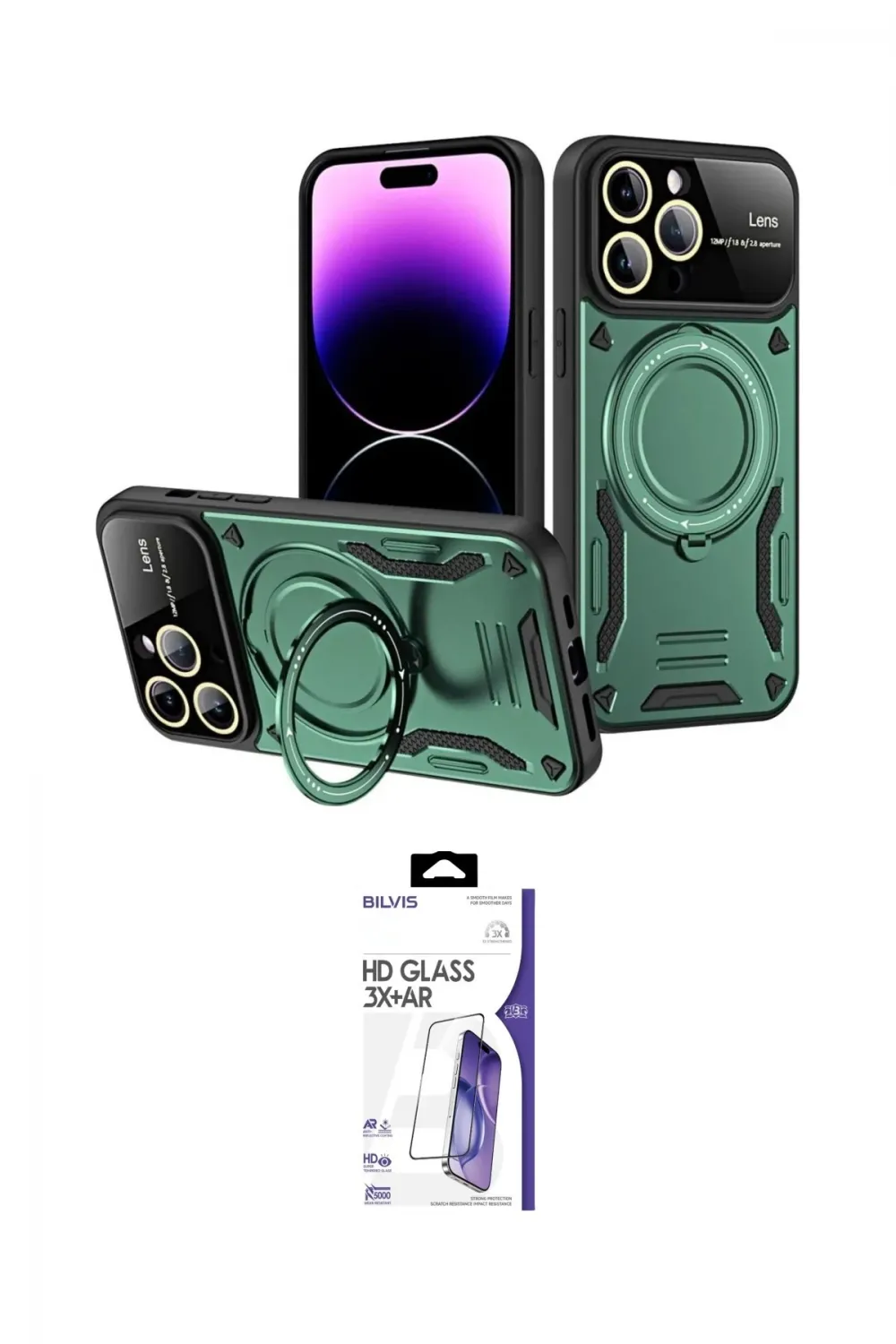 ieg™ iPhone 16 Pro Max Kılıf Kıvılcım Modern Serisi - Siyah Bilvis 3X AR HD Cam Ekran Koruyucu