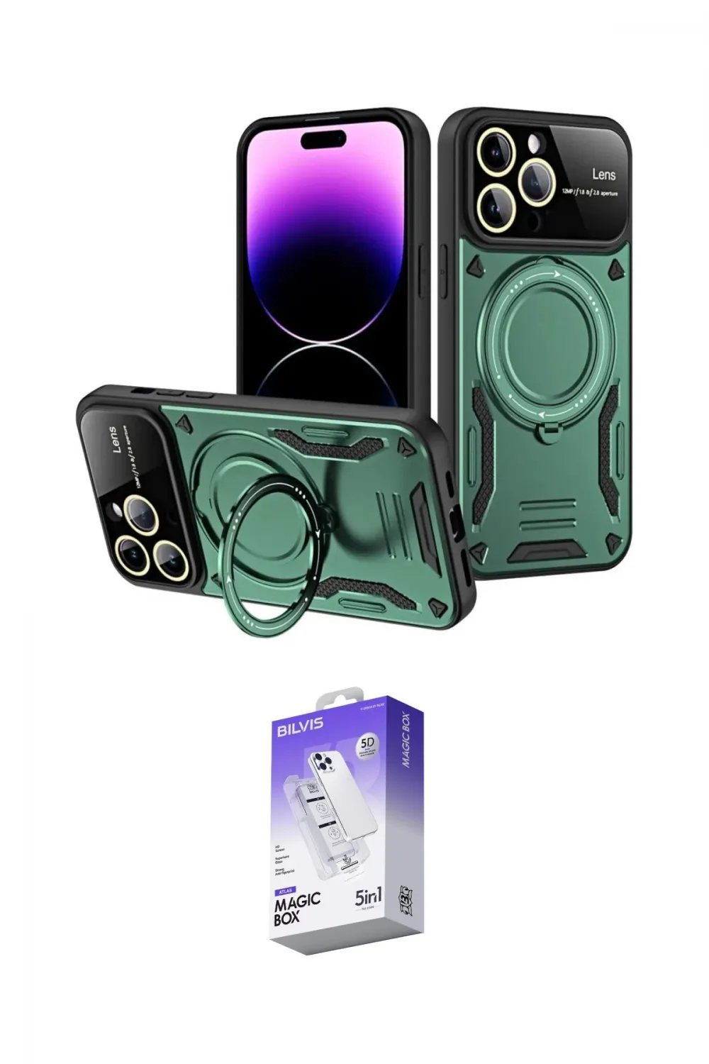 ieg™ iPhone 16 Pro Max Kılıf Kıvılcım Modern Serisi - Siyah Bilvis 5in1 3D Magic Cam Ekran Koruyucu