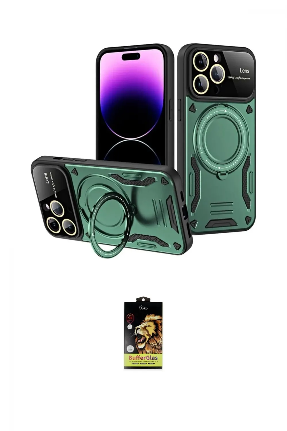 ieg™ iPhone 16 Pro Max Kılıf Kıvılcım Modern Serisi - Siyah Buffer Cam Ekran Koruyucu