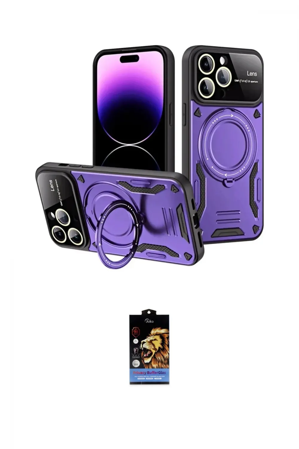 ieg™ iPhone 16 Pro Max Kılıf Kıvılcım Modern Serisi - Siyah Buffer Hayalet Cam Ekran Koruyucu