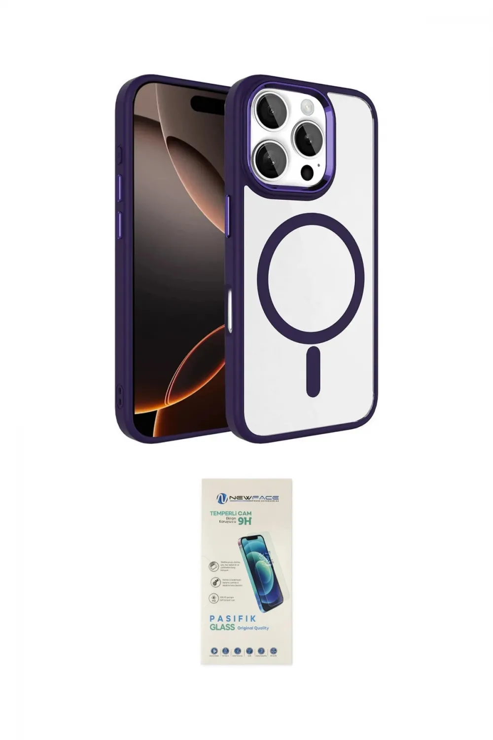 ieg™ iPhone 16 Pro Max Kılıf Kıvılcım Prime - Şeffaf Pasifik Cam Ekran Koruyucu