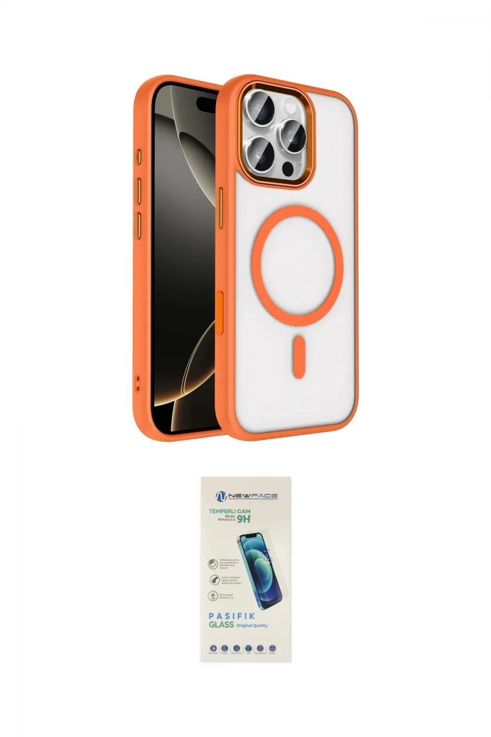 ieg™ iPhone 16 Pro Max Kılıf Kıvılcım Prime - Şeffaf Pasifik Cam Ekran Koruyucu