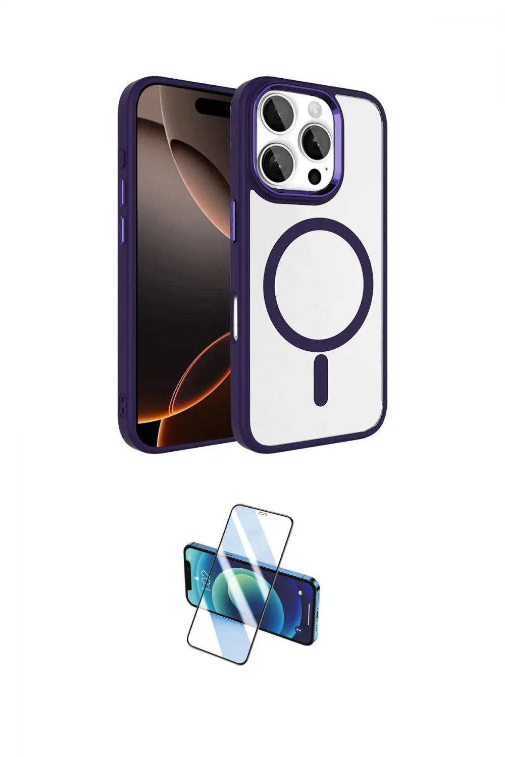 ieg™ iPhone 16 Pro Max Kılıf Kıvılcım Prime - Siyah 3D Antistatik Cam Ekran Koruyucu