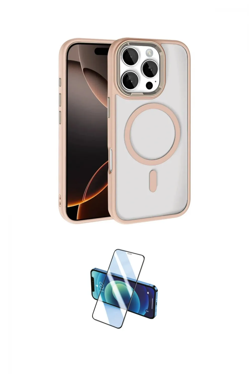 ieg™ iPhone 16 Pro Max Kılıf Kıvılcım Prime - Siyah 3D Antistatik Cam Ekran Koruyucu