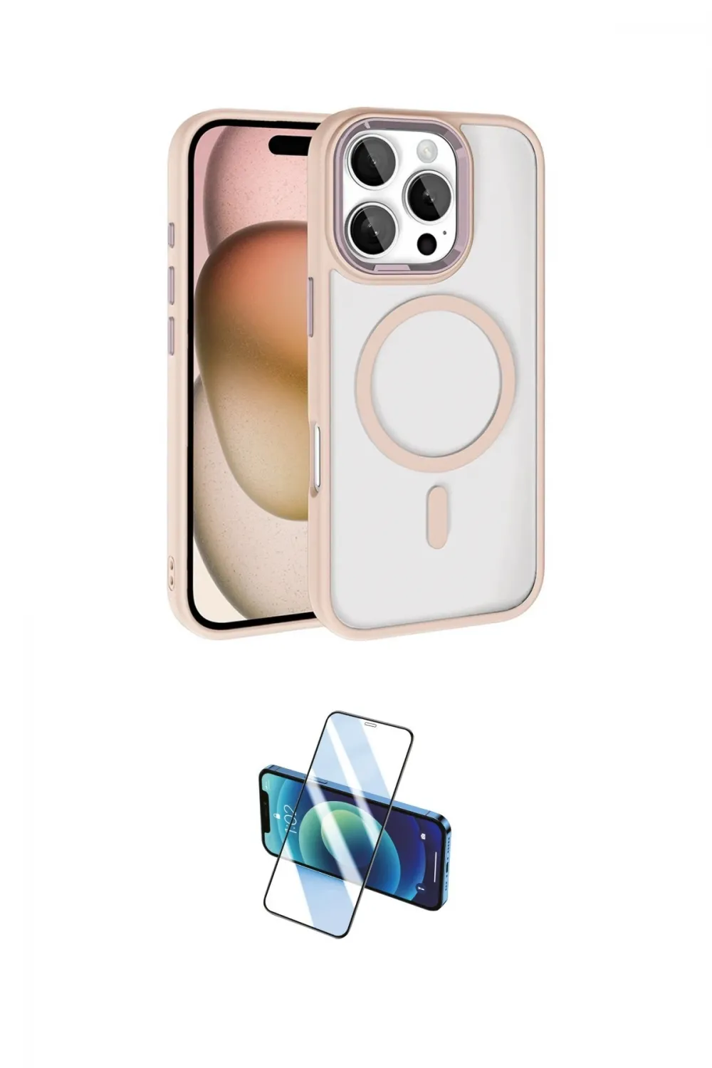 ieg™ iPhone 16 Pro Max Kılıf Kıvılcım Prime - Siyah 3D Antistatik Cam Ekran Koruyucu