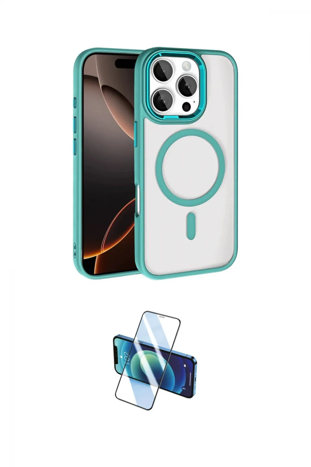 ieg™ iPhone 16 Pro Max Kılıf Kıvılcım Prime - Siyah 3D Antistatik Cam Ekran Koruyucu