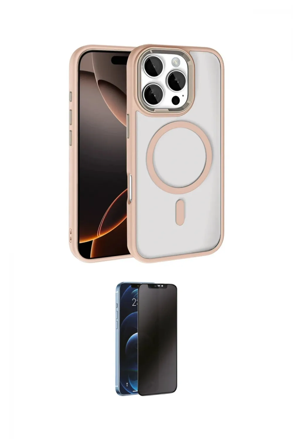 ieg™ iPhone 16 Pro Max Kılıf Kıvılcım Prime - Siyah 3D Antistatik Hayalet Cam Ekran Koruyucu