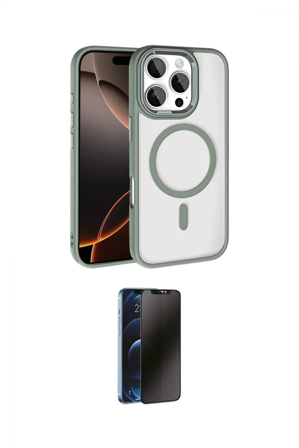 ieg™ iPhone 16 Pro Max Kılıf Kıvılcım Prime - Siyah 3D Antistatik Hayalet Cam Ekran Koruyucu