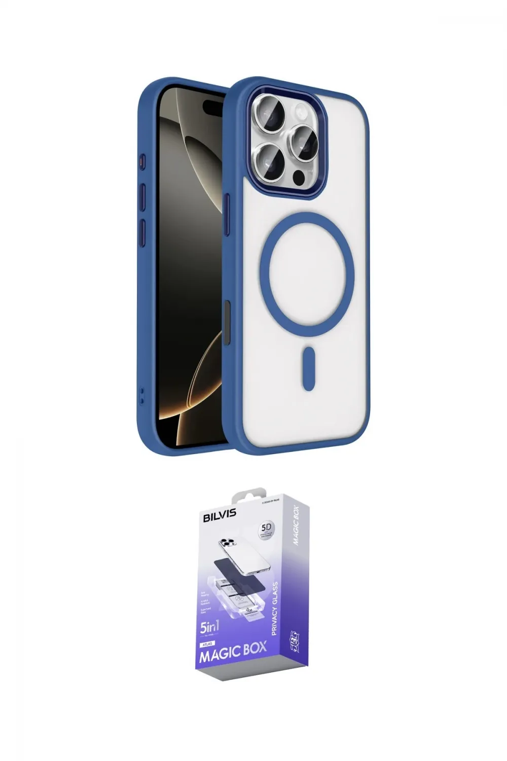 ieg™ iPhone 16 Pro Max Kılıf Kıvılcım Prime - Siyah Bilvis 5in1 5D Magic Hayalet Cam Ekran Koruyucu