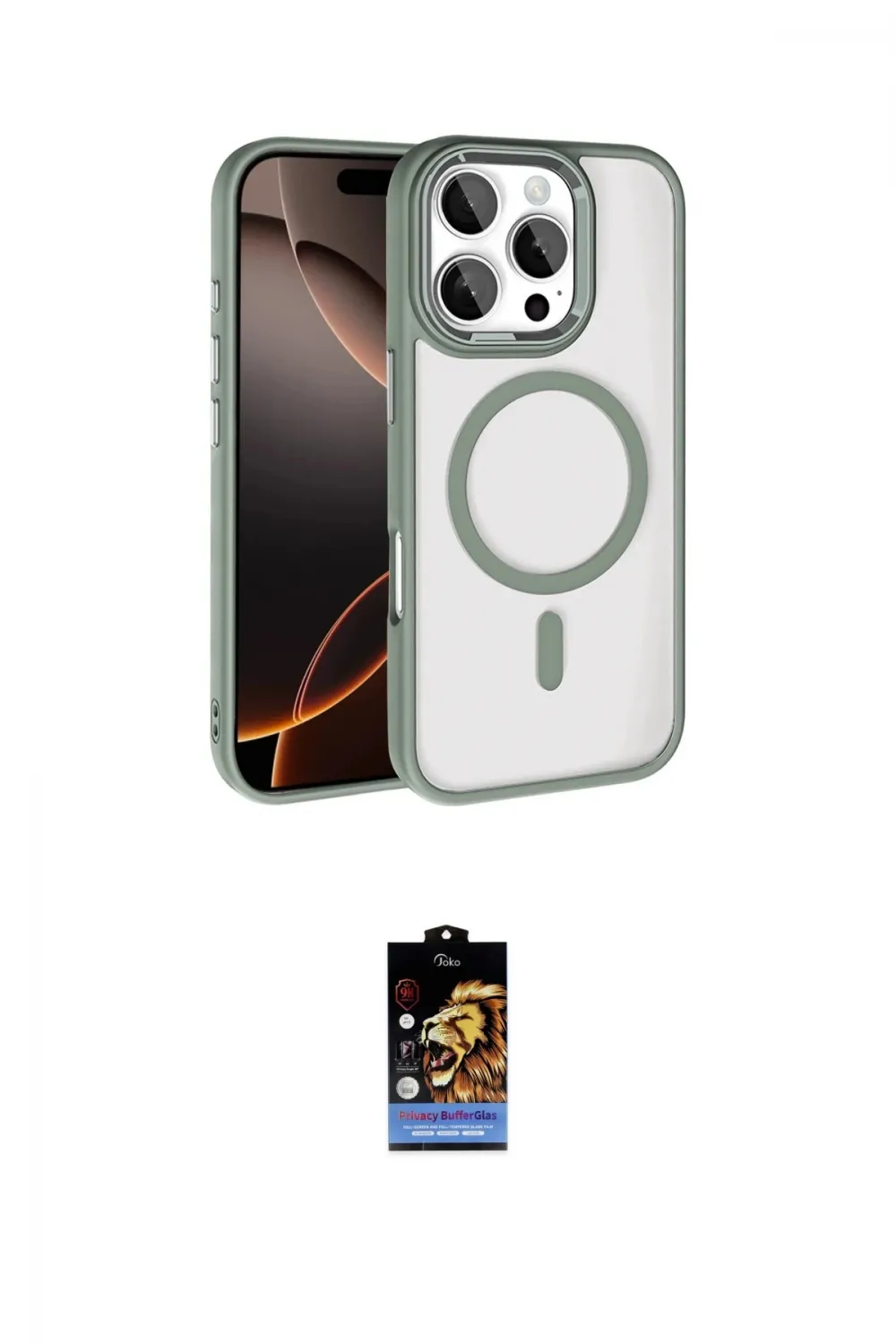 ieg™ iPhone 16 Pro Max Kılıf Kıvılcım Prime - Siyah Buffer Hayalet Cam Ekran Koruyucu