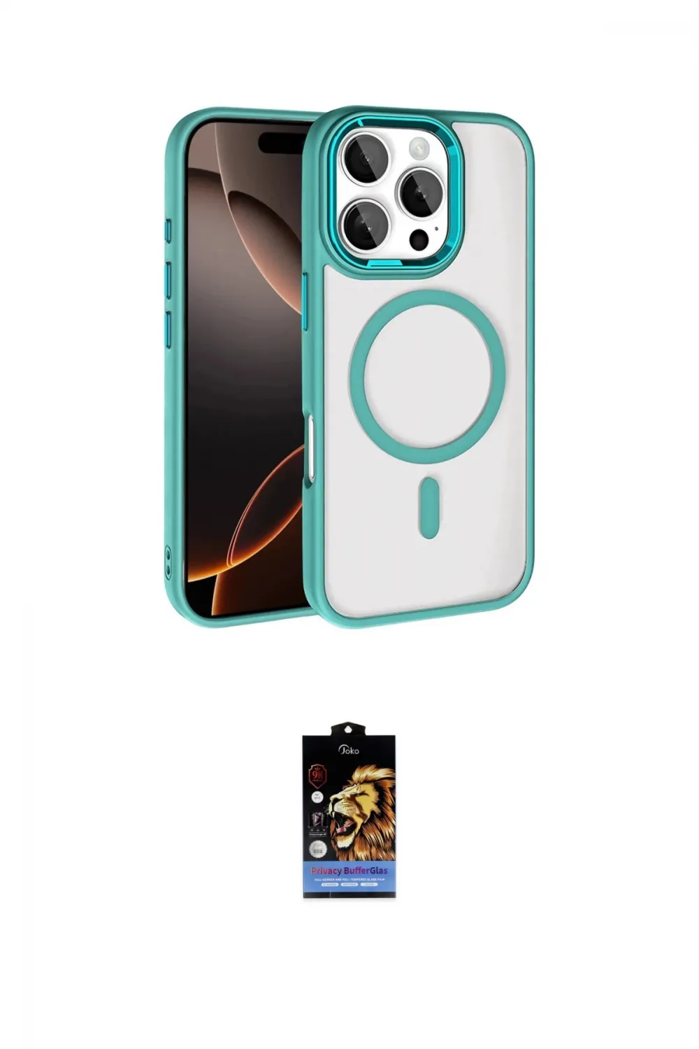 ieg™ iPhone 16 Pro Max Kılıf Kıvılcım Prime - Siyah Buffer Hayalet Cam Ekran Koruyucu