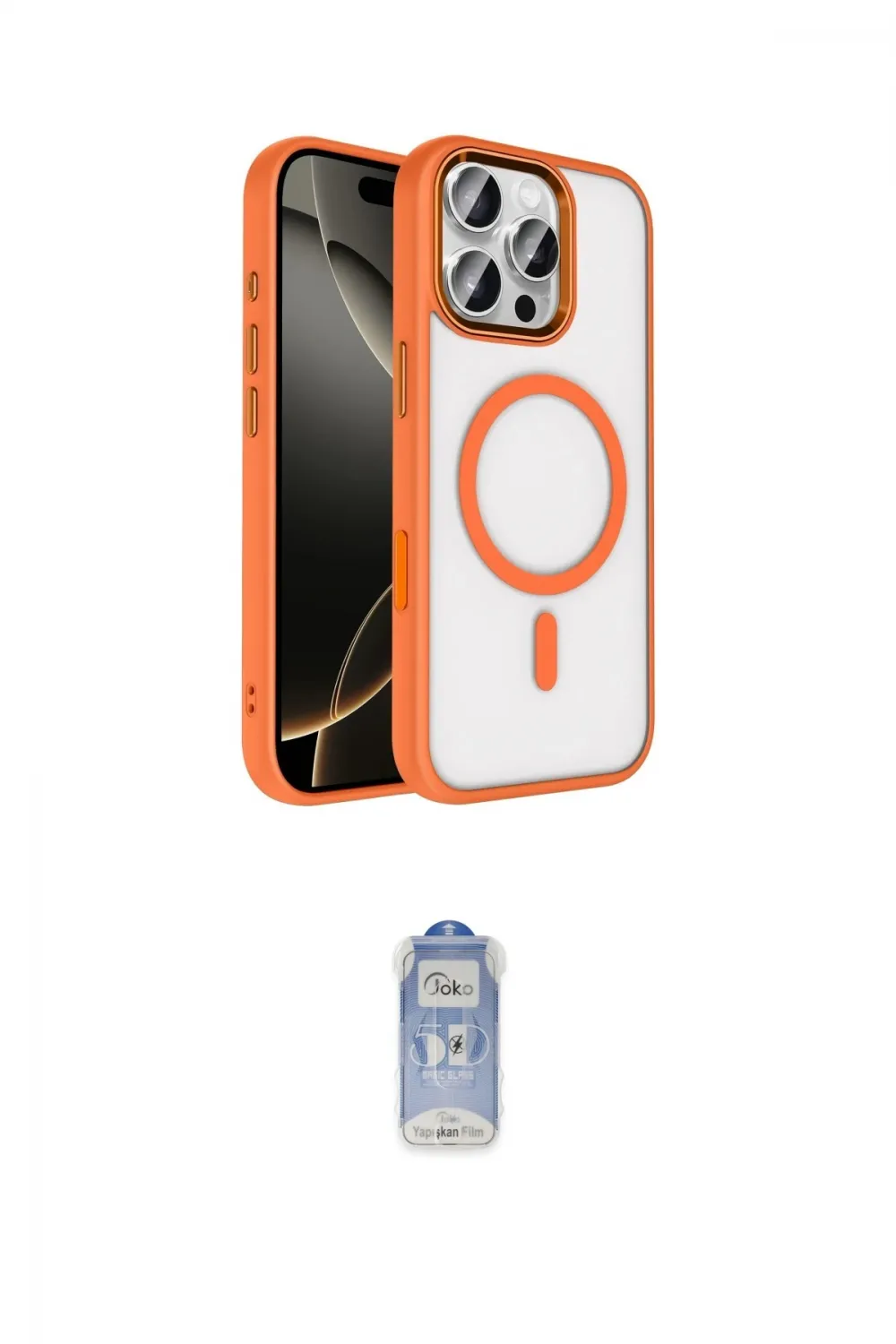 ieg™ iPhone 16 Pro Max Kılıf Kıvılcım Prime - Siyah Joko Magic 5D Cam