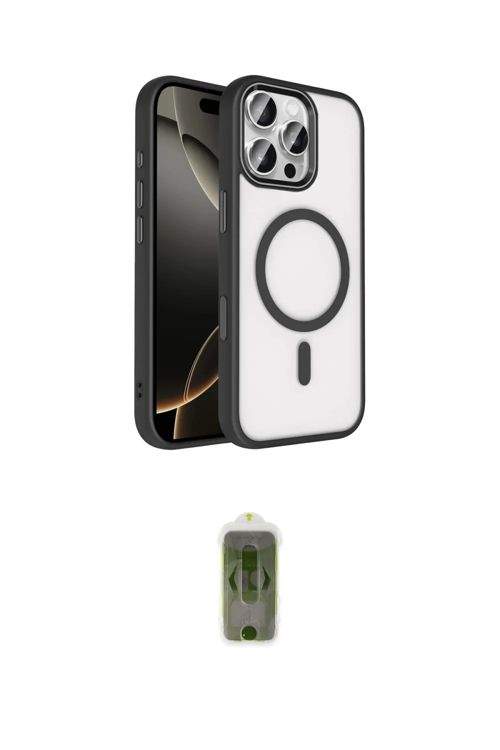 ieg™ iPhone 16 Pro Max Kılıf Kıvılcım Prime - Siyah Joko Magic 5D Hayalet Cam