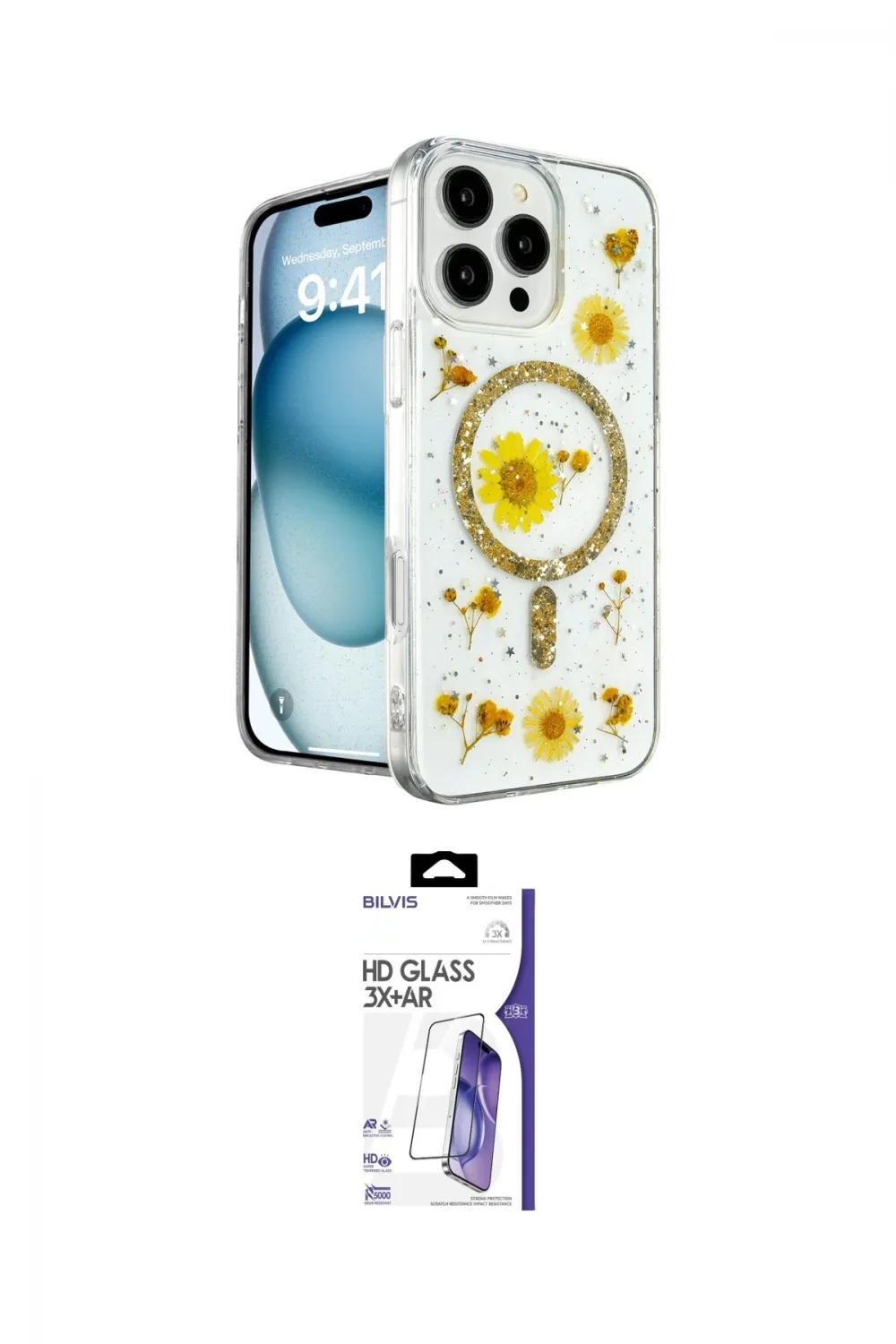 ieg™ iPhone 16 Pro Max Kılıf Kozmos Doku - Siyah Bilvis 3X AR HD Cam Ekran Koruyucu