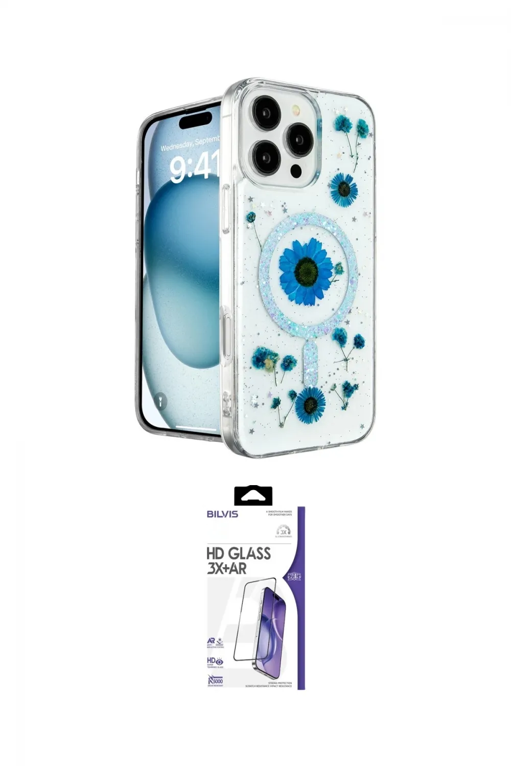 ieg™ iPhone 16 Pro Max Kılıf Kozmos Doku - Siyah Bilvis 3X AR HD Cam Ekran Koruyucu