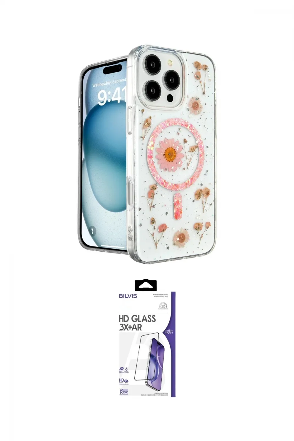 ieg™ iPhone 16 Pro Max Kılıf Kozmos Doku - Siyah Bilvis 3X AR HD Cam Ekran Koruyucu