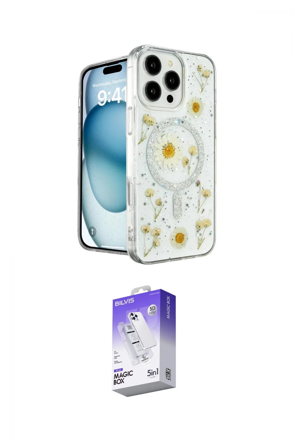 ieg™ iPhone 16 Pro Max Kılıf Kozmos Doku - Siyah Bilvis 5in1 3D Magic Cam Ekran Koruyucu