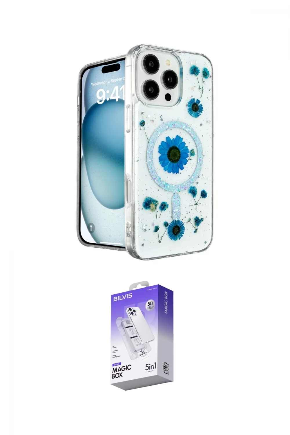 ieg™ iPhone 16 Pro Max Kılıf Kozmos Doku - Siyah Bilvis 5in1 3D Magic Cam Ekran Koruyucu
