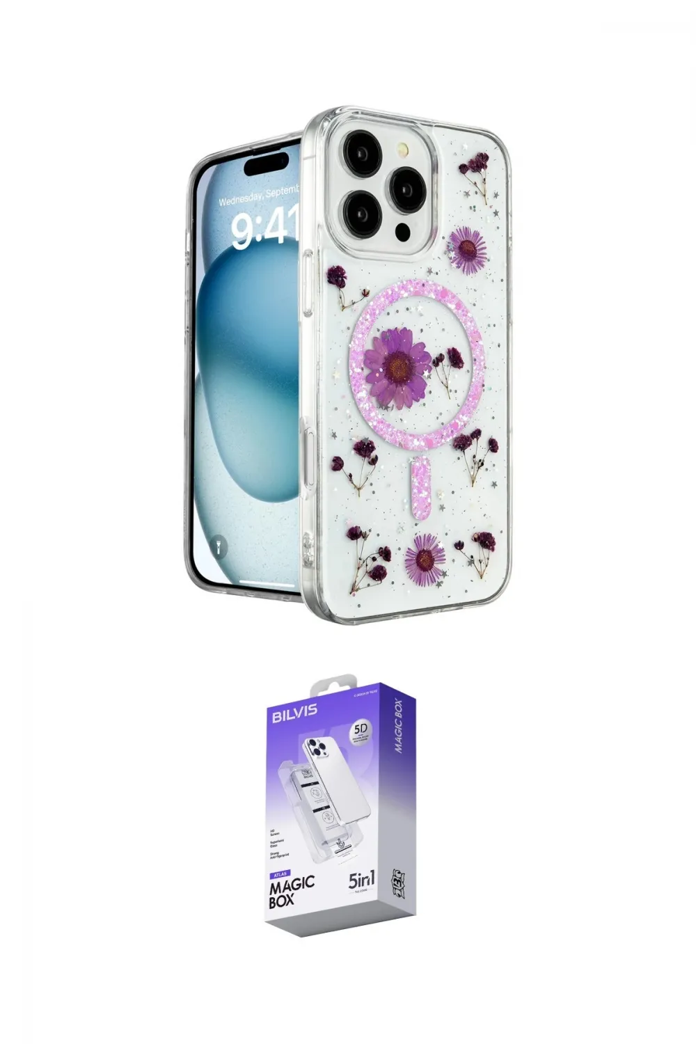ieg™ iPhone 16 Pro Max Kılıf Kozmos Doku - Siyah Bilvis 5in1 3D Magic Cam Ekran Koruyucu