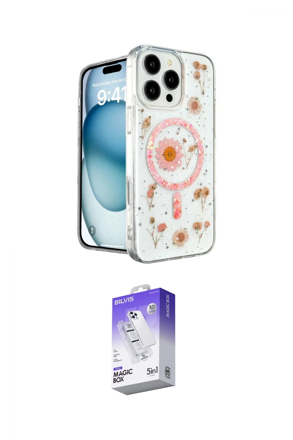 ieg™ iPhone 16 Pro Max Kılıf Kozmos Doku - Siyah Bilvis 5in1 3D Magic Cam Ekran Koruyucu
