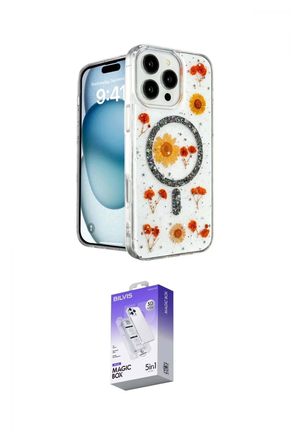 ieg™ iPhone 16 Pro Max Kılıf Kozmos Doku - Siyah Bilvis 5in1 3D Magic Cam Ekran Koruyucu
