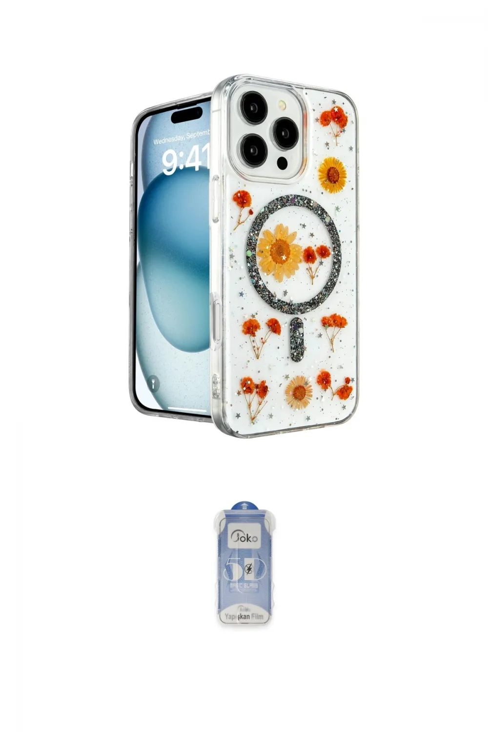 ieg™ iPhone 16 Pro Max Kılıf Kozmos Doku - Siyah Joko Magic 5D Cam