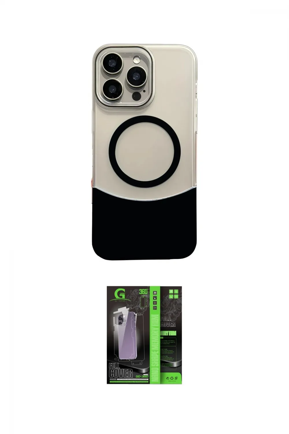 ieg™ iPhone 16 Pro Max Kılıf Kozmos Form Özel Seri - Şeffaf 360 Full Body Arka Koruyucu