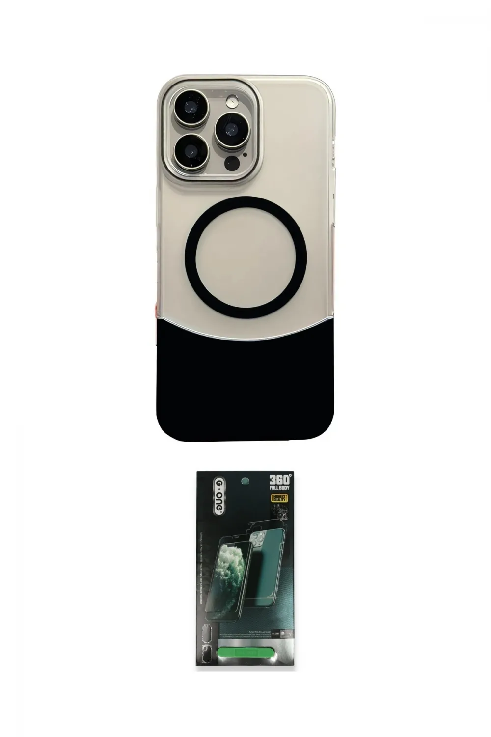 ieg™ iPhone 16 Pro Max Kılıf Kozmos Form Özel Seri - Siyah 360 Mat Full Body Arka Koruyucu