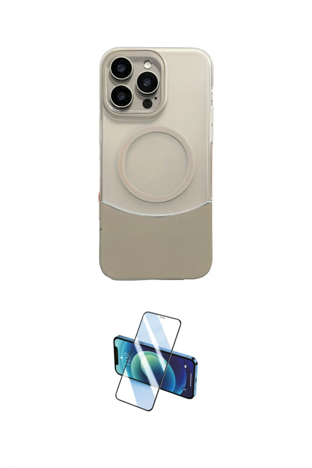 ieg™ iPhone 16 Pro Max Kılıf Kozmos Form Özel Seri - Siyah 3D Antistatik Cam Ekran Koruyucu