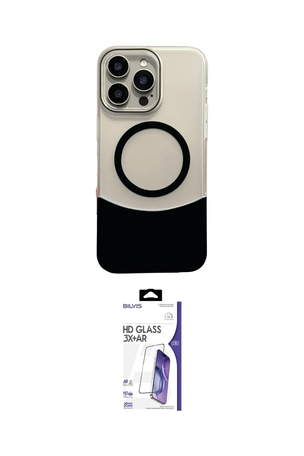 ieg™ iPhone 16 Pro Max Kılıf Kozmos Form Özel Seri - Siyah Bilvis 3X AR HD Cam Ekran Koruyucu
