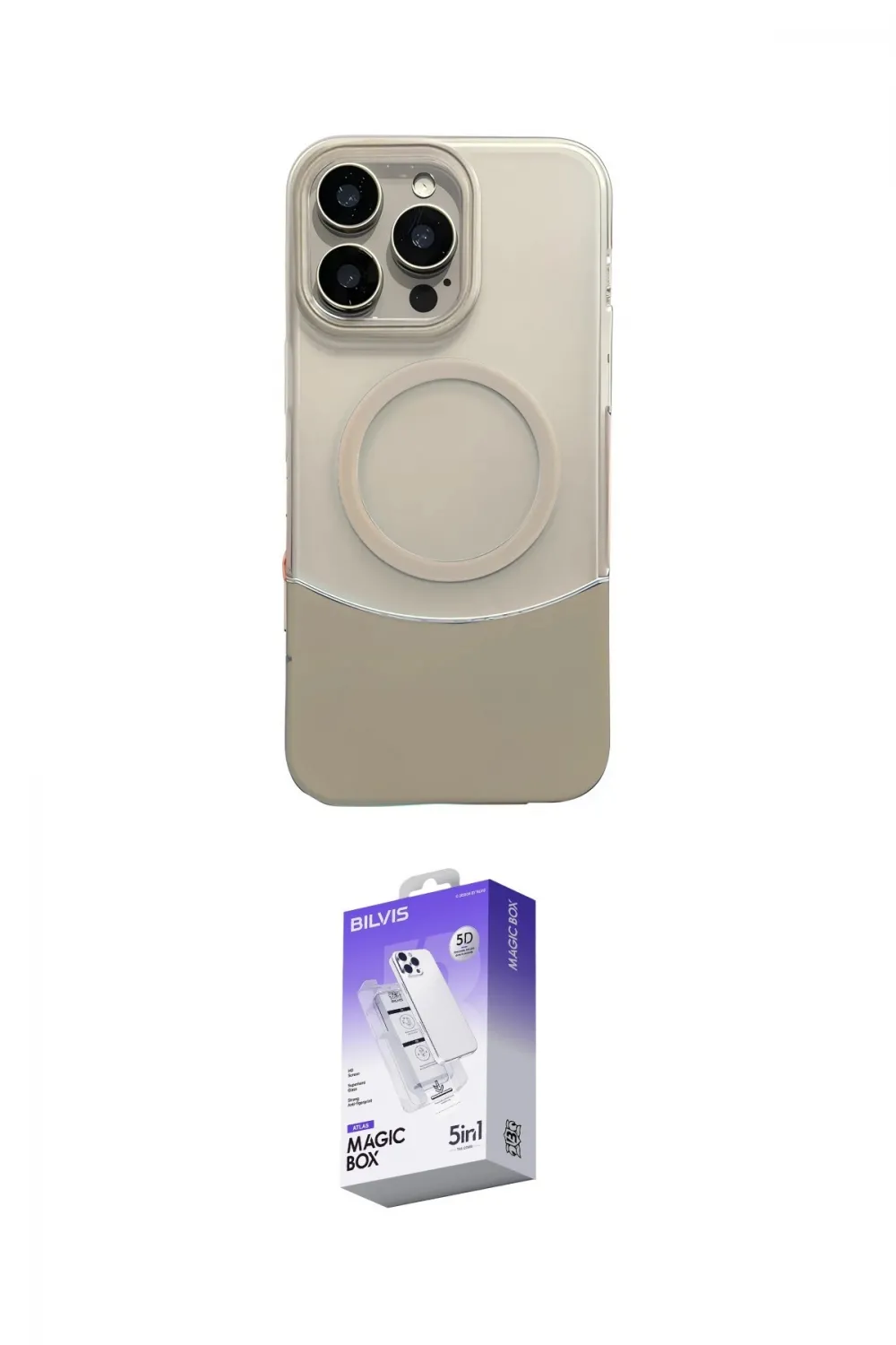 ieg™ iPhone 16 Pro Max Kılıf Kozmos Form Özel Seri - Siyah Bilvis 5in1 3D Magic Cam Ekran Koruyucu