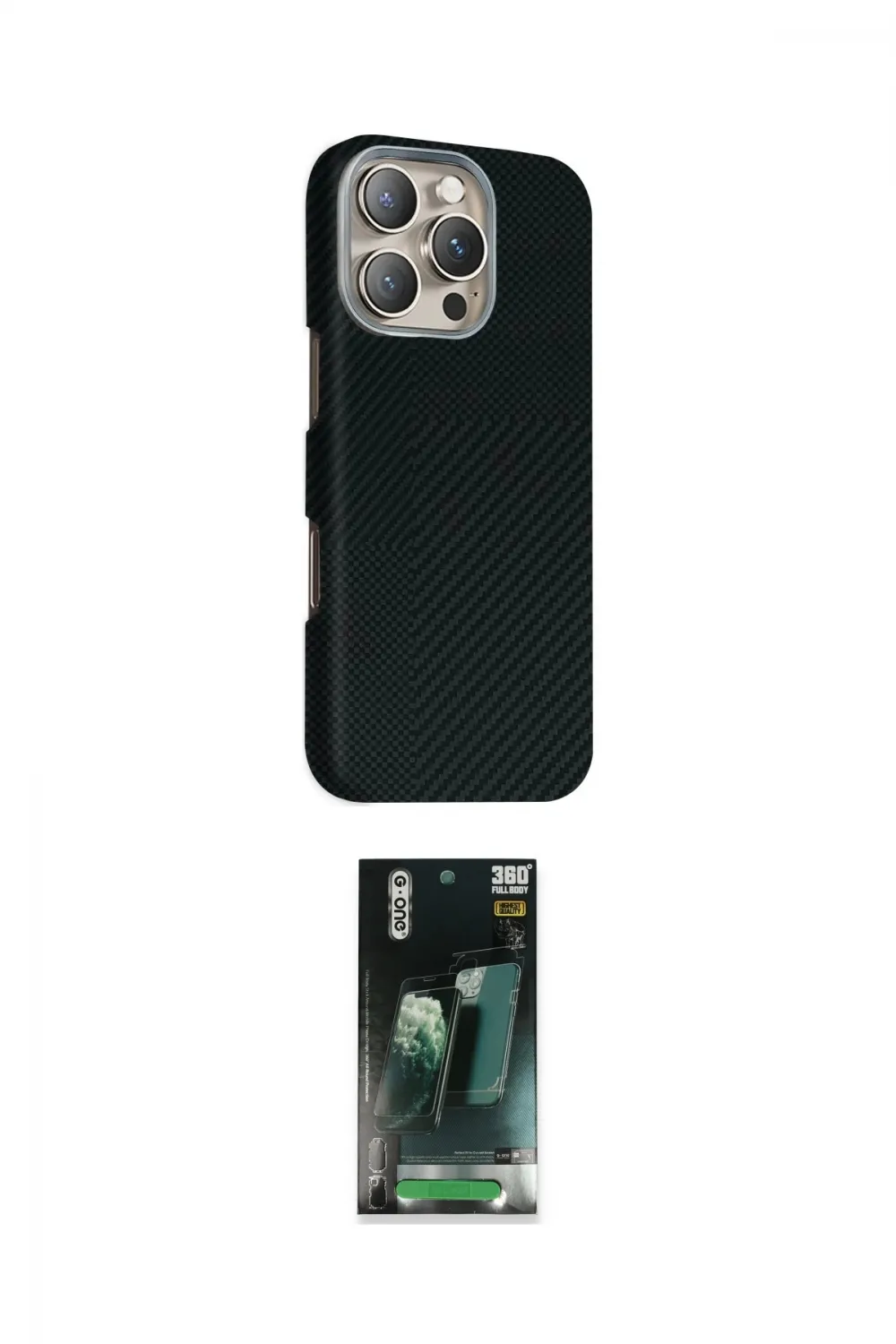 ieg™ iPhone 16 Pro Max Kılıf Kozmos Klasik Prime - Siyah 360 Mat Full Body Arka Koruyucu