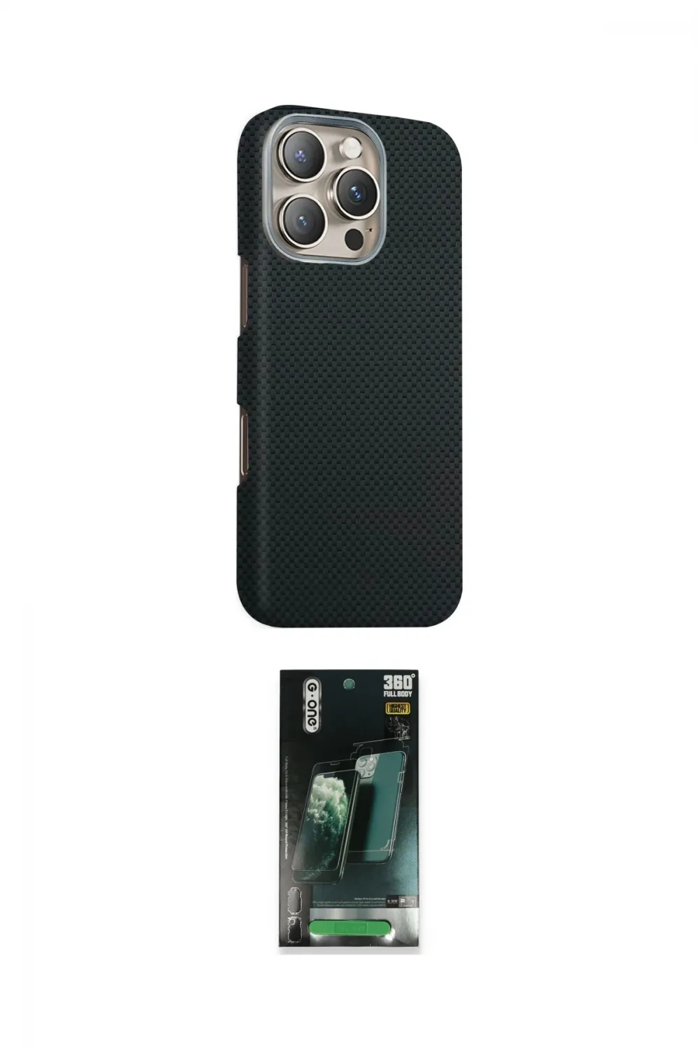 ieg™ iPhone 16 Pro Max Kılıf Kozmos Klasik Prime - Siyah 360 Mat Full Body Arka Koruyucu