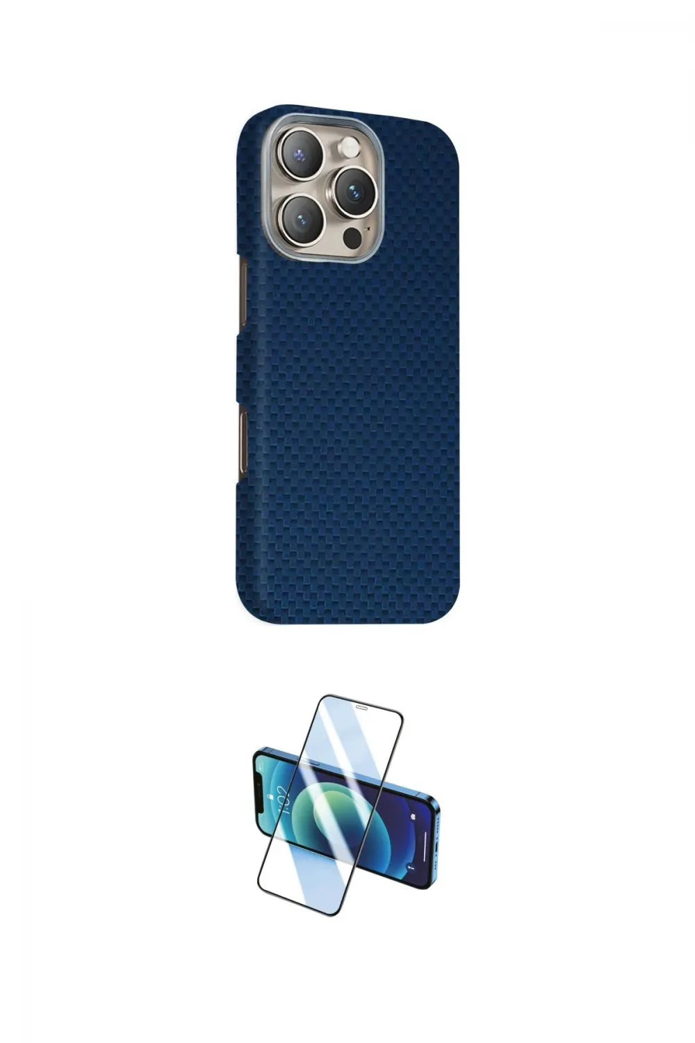 ieg™ iPhone 16 Pro Max Kılıf Kozmos Klasik Prime - Siyah 3D Antistatik Cam Ekran Koruyucu