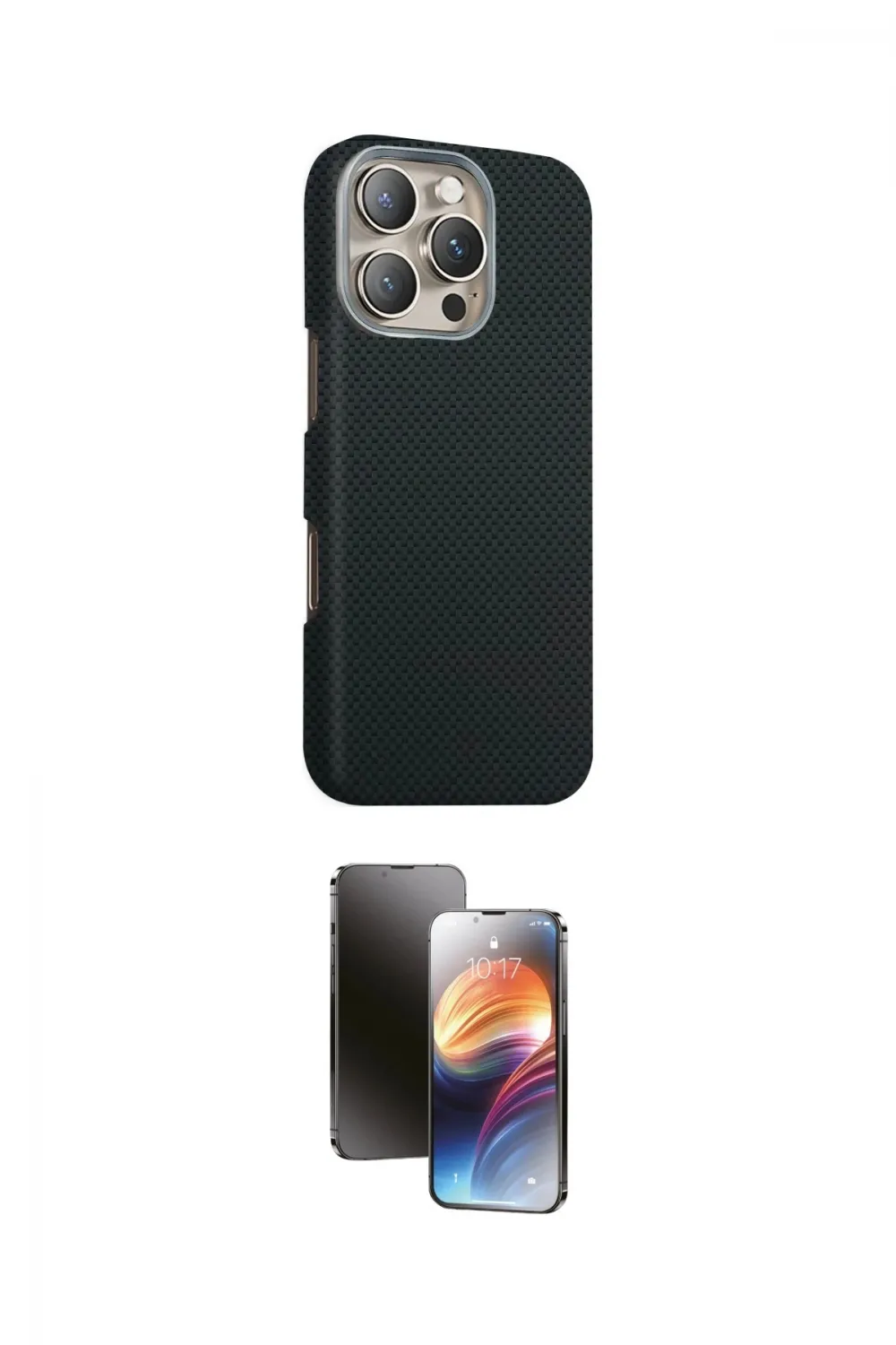 ieg™ iPhone 16 Pro Max Kılıf Kozmos Klasik Prime - Siyah 3D Antistatik Mat Seramik Nano Ekran Koruyucu