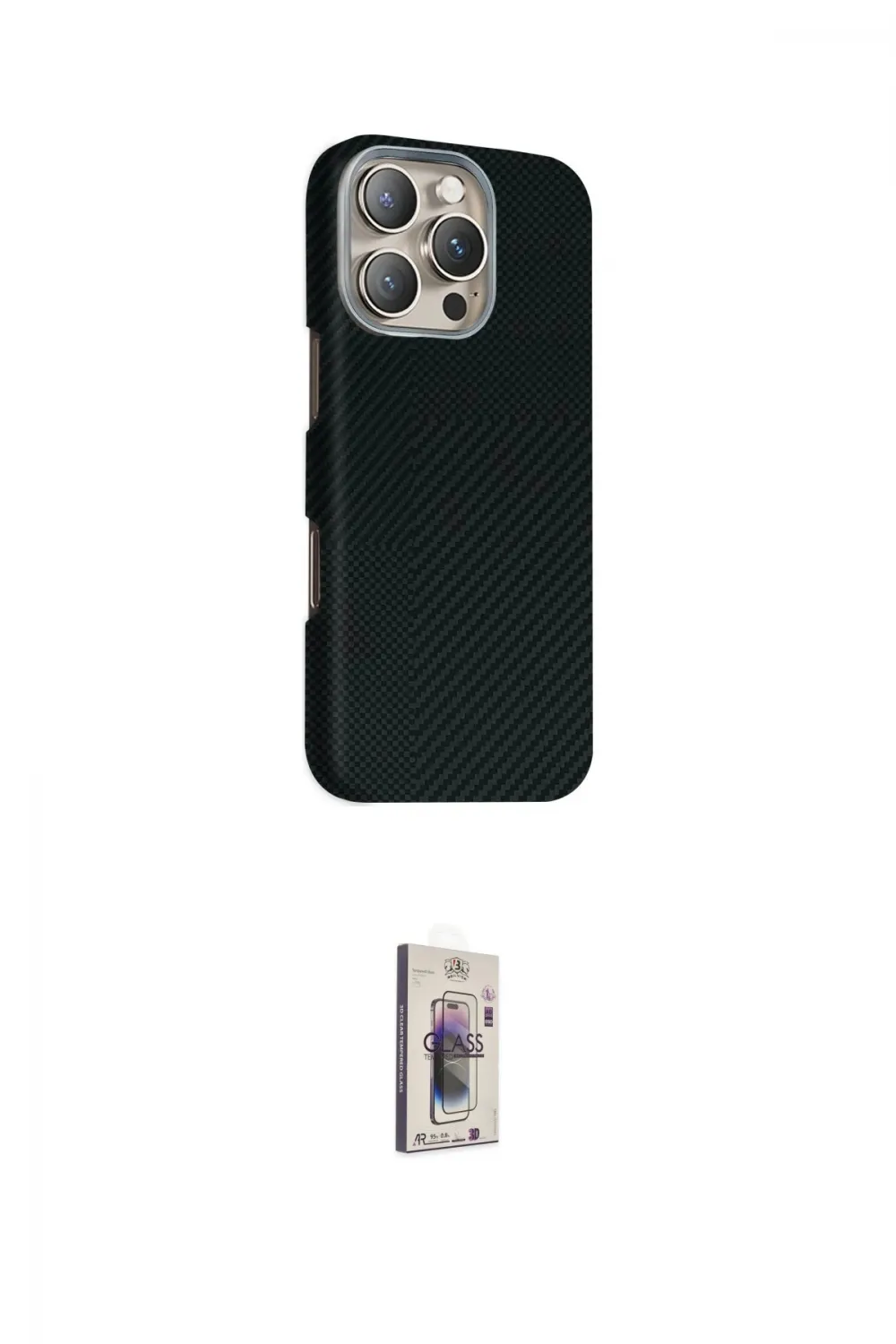 ieg™ iPhone 16 Pro Max Kılıf Kozmos Klasik Prime - Siyah Bilvis 3D Cam Ekran Koruyucu