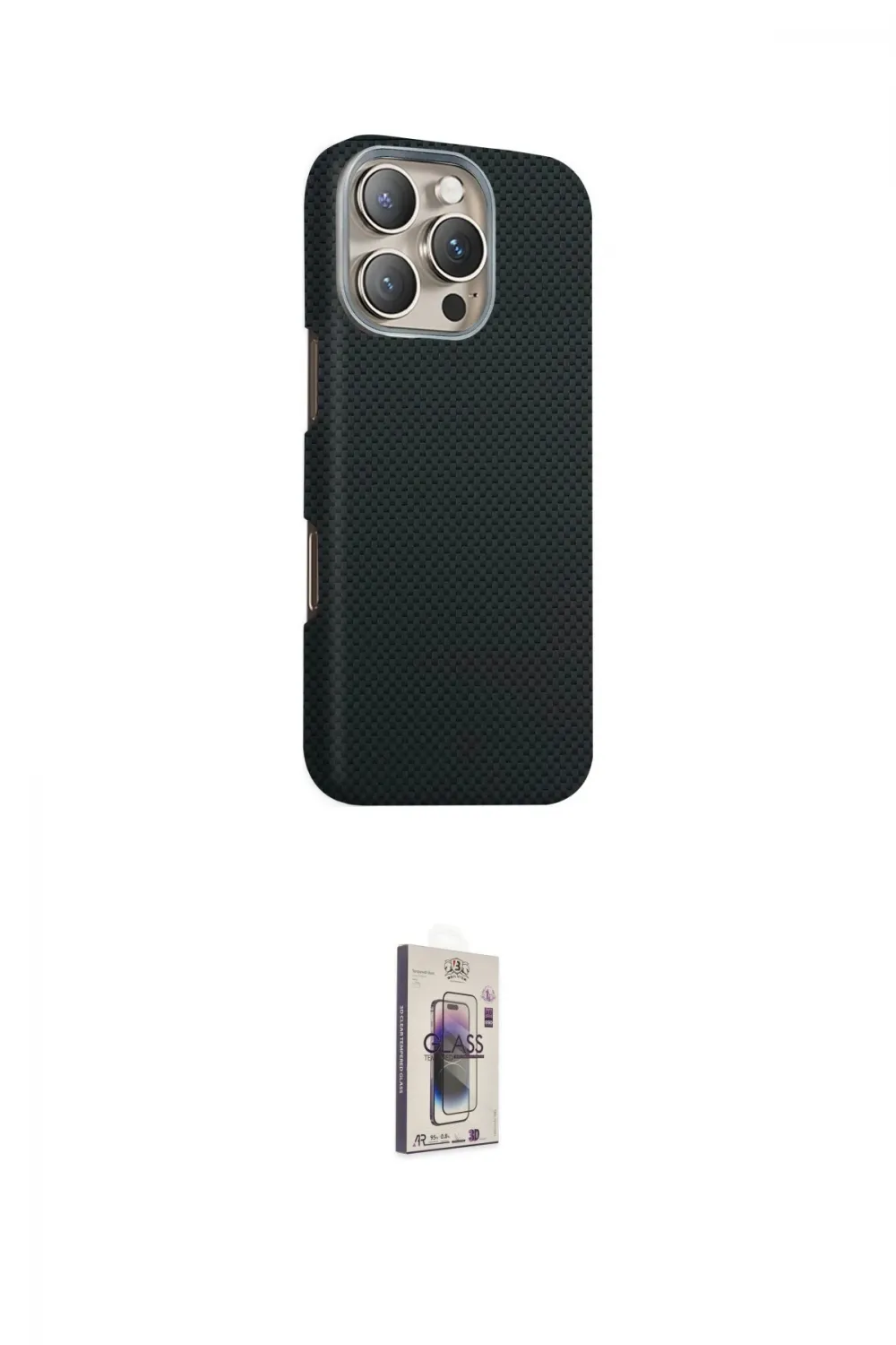 ieg™ iPhone 16 Pro Max Kılıf Kozmos Klasik Prime - Siyah Bilvis 3D Cam Ekran Koruyucu