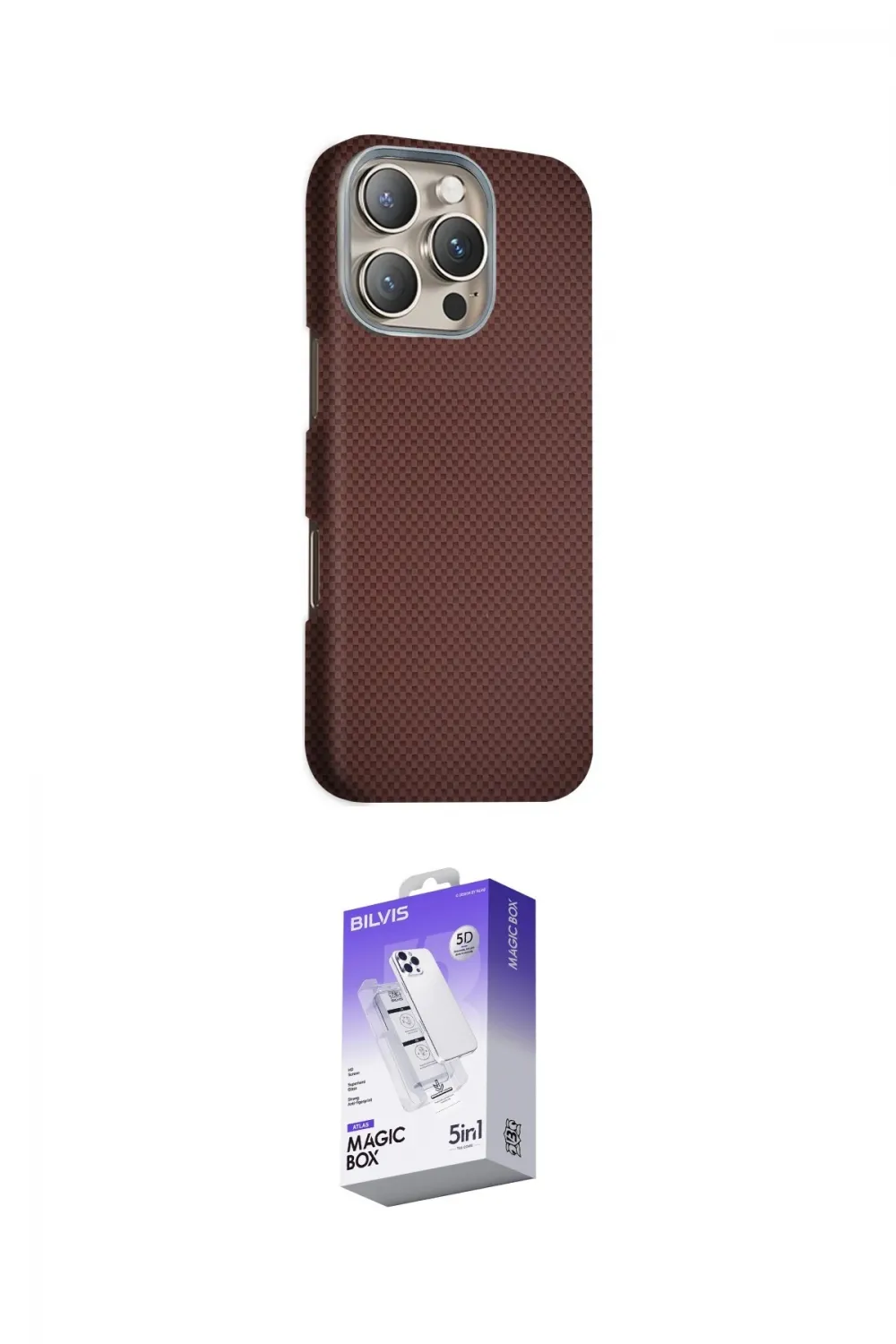 ieg™ iPhone 16 Pro Max Kılıf Kozmos Klasik Prime - Siyah Bilvis 5in1 3D Magic Cam Ekran Koruyucu