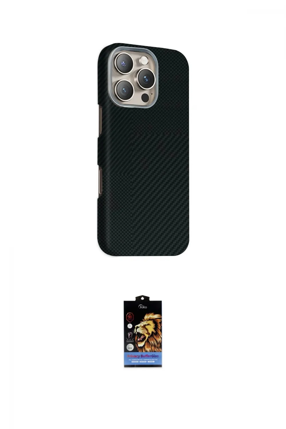ieg™ iPhone 16 Pro Max Kılıf Kozmos Klasik Prime - Siyah Buffer Hayalet Cam Ekran Koruyucu
