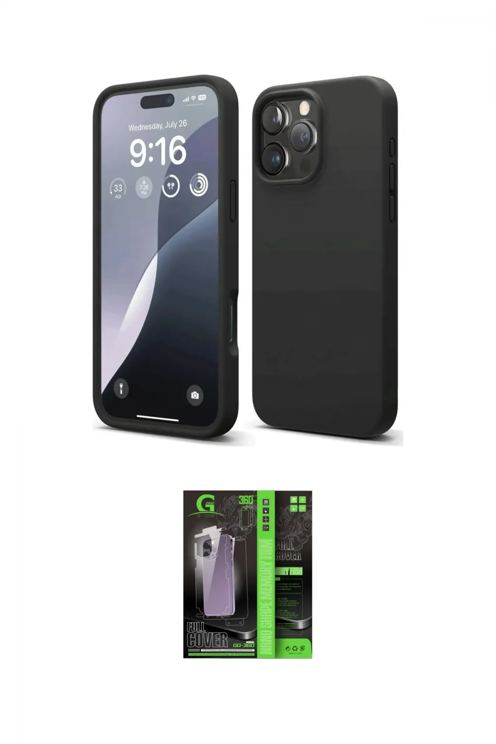 ieg™ iPhone 16 Pro Max Kılıf Kozmos Yansıma Özel Seri - Şeffaf 360 Full Body Arka Koruyucu