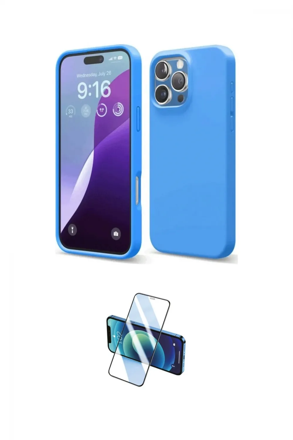 ieg™ iPhone 16 Pro Max Kılıf Kozmos Yansıma Özel Seri - Siyah 3D Antistatik Cam Ekran Koruyucu