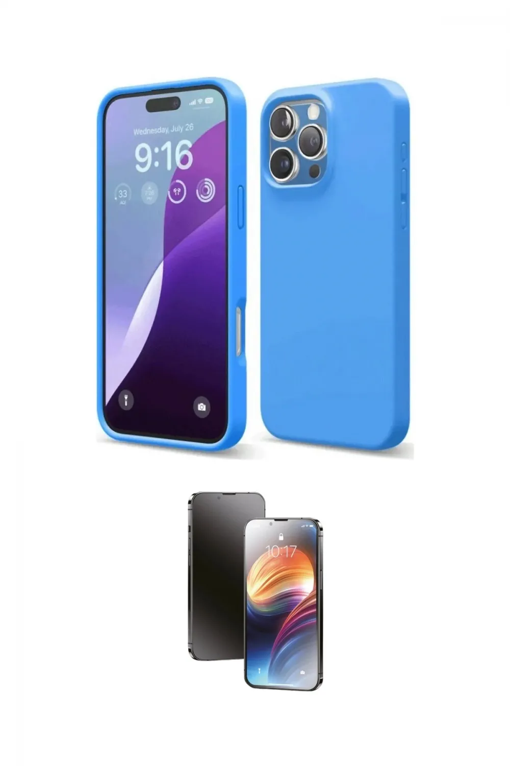 ieg™ iPhone 16 Pro Max Kılıf Kozmos Yansıma Özel Seri - Siyah 3D Antistatik Mat Seramik Nano Ekran Koruyucu