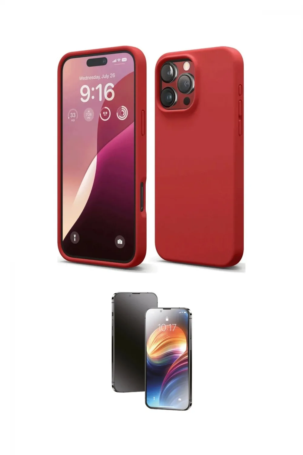 ieg™ iPhone 16 Pro Max Kılıf Kozmos Yansıma Özel Seri - Siyah 3D Antistatik Mat Seramik Nano Ekran Koruyucu