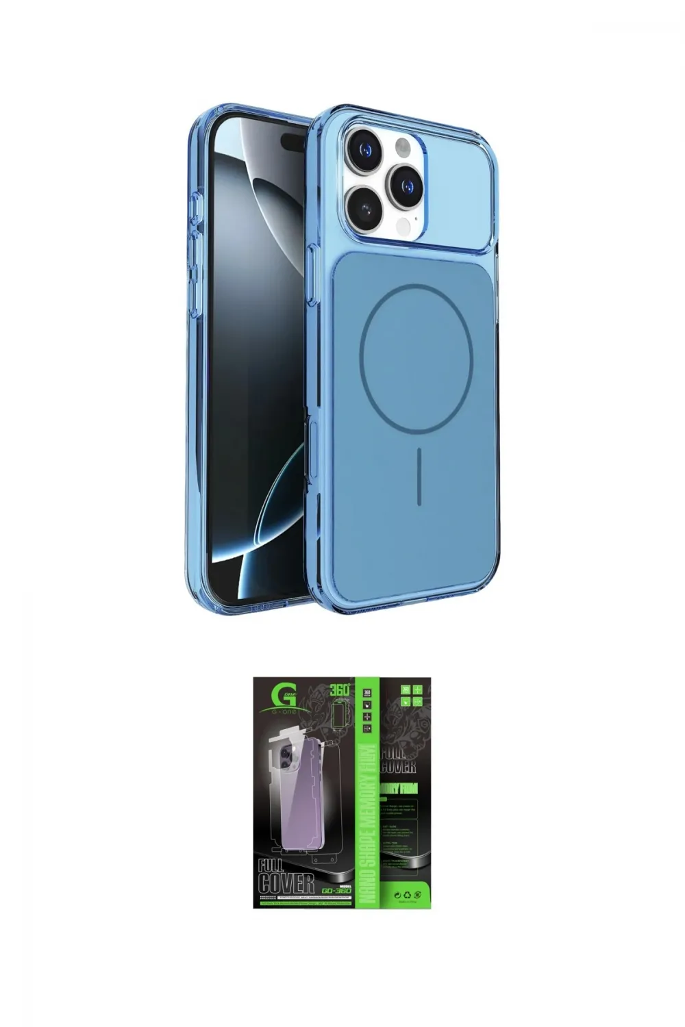 ieg™ iPhone 16 Pro Max Kılıf Kutup Doku Serisi - Şeffaf 360 Full Body Arka Koruyucu
