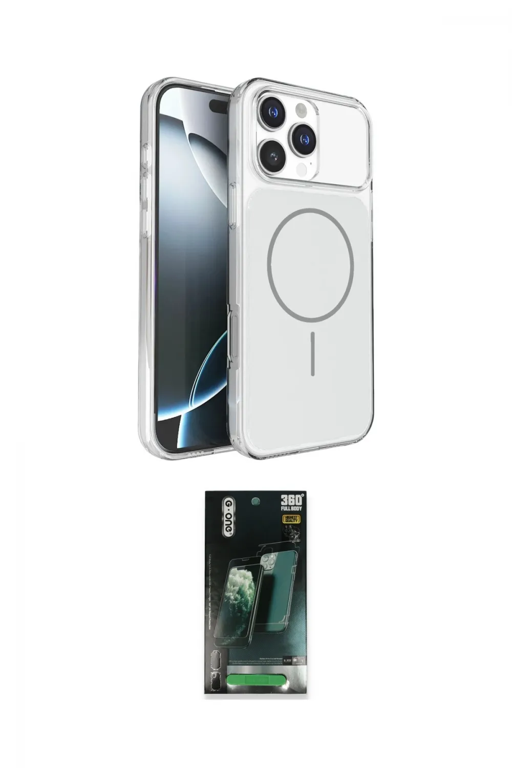 ieg™ iPhone 16 Pro Max Kılıf Kutup Doku Serisi - Siyah 360 Mat Full Body Arka Koruyucu