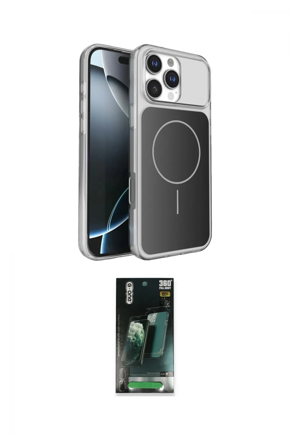 ieg™ iPhone 16 Pro Max Kılıf Kutup Doku Serisi - Siyah 360 Mat Full Body Arka Koruyucu
