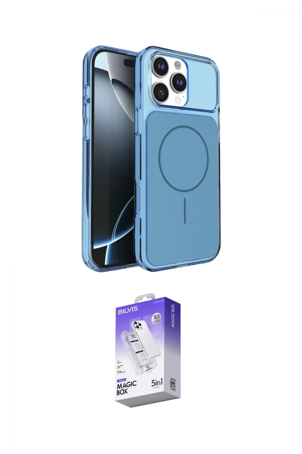 ieg™ iPhone 16 Pro Max Kılıf Kutup Doku Serisi - Siyah Bilvis 5in1 3D Magic Cam Ekran Koruyucu