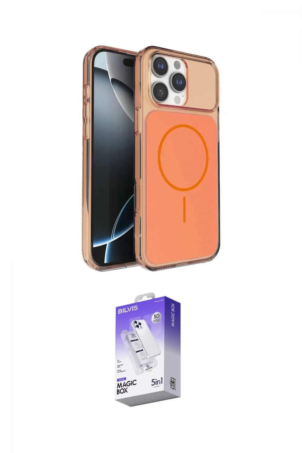 ieg™ iPhone 16 Pro Max Kılıf Kutup Doku Serisi - Siyah Bilvis 5in1 3D Magic Cam Ekran Koruyucu
